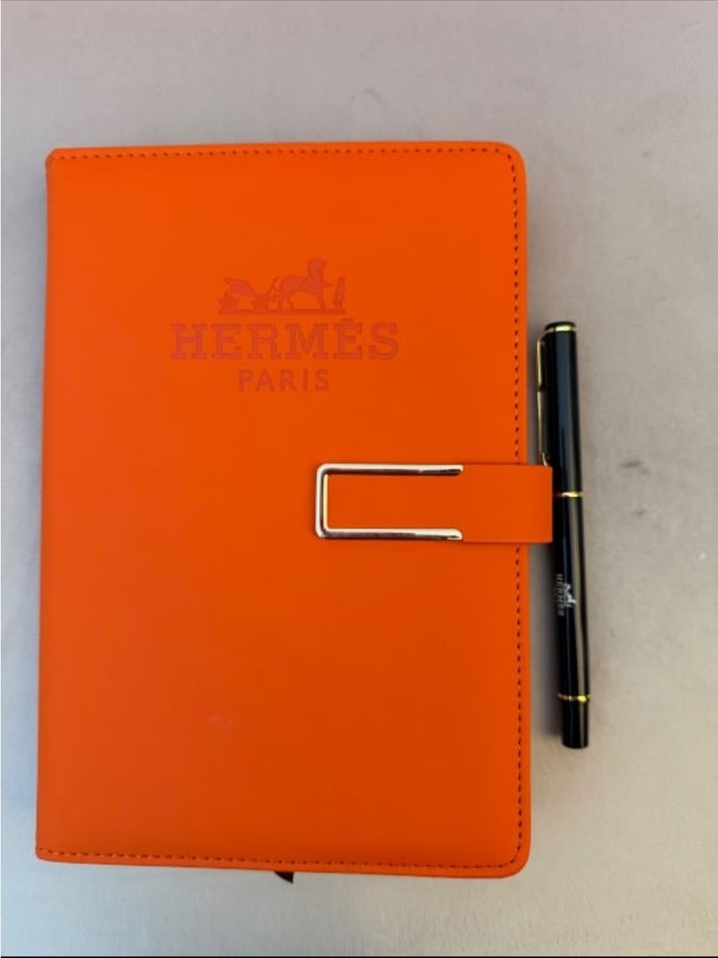 Hermes Orange Notebook With Pen Gwp  Vip